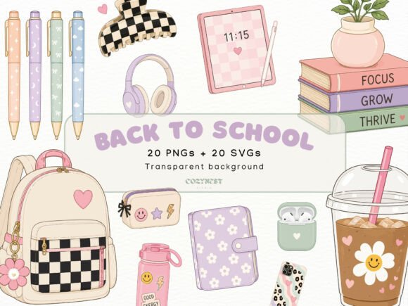 Download Back to School Cliparts, Cute Stationery - Back to school Collection