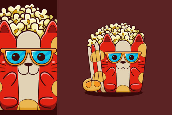 Download Cute Popcorn Cat Vector Cartoon Style - Cat vector Collection